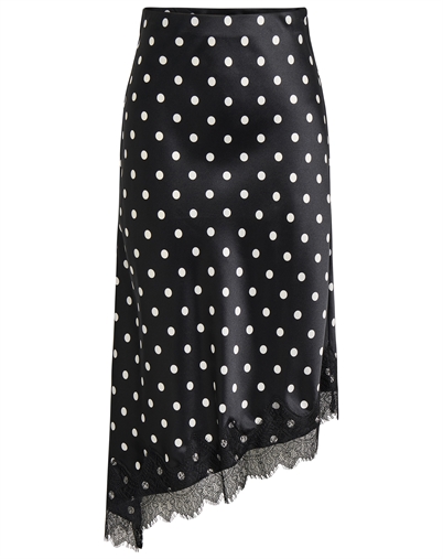 Only - ONLBella Slanted Satin Lace Nederdel - Black/White Dot